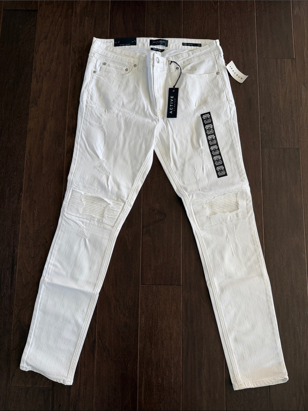 PacSun White Men's Skinny Distressed Knee Jeans